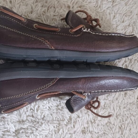 L.L. Bean Men’s Leather Handsewn Moc Shoes Brown Pebbled Driving Moc Sz 12 Wide - Picture 6 of 11
